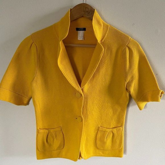 J. Crew Women's Yellow Short Sleeve Crop Jacket Top, Small (g49) - Picture 2 of 11